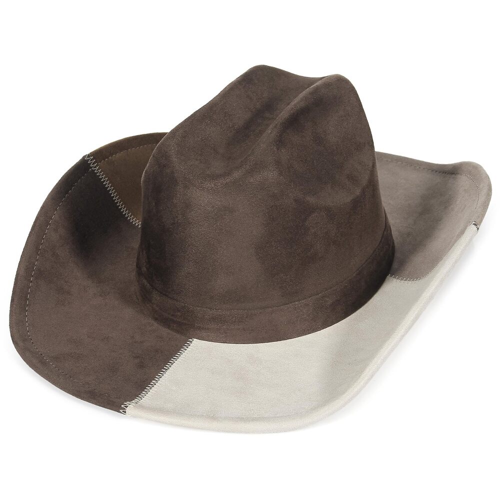 9542 Denim Cowboy Hat For Women Men Big Brim Suede Patchwork Cowgirl Hat